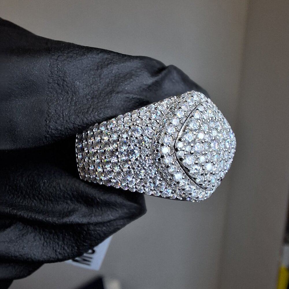 Iced-Out Rhodium Over 925 Sterling Silver Moissanite Ring - Picture 3 of 3